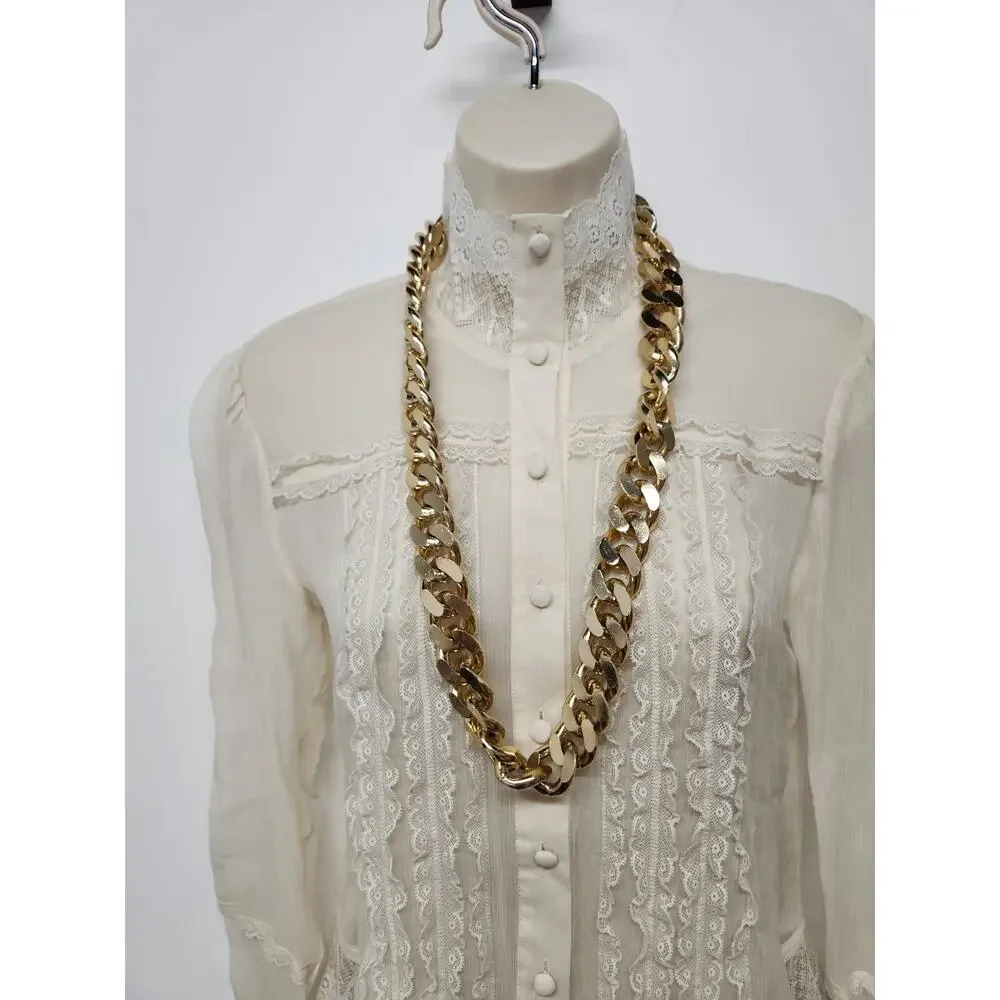 Iconic Vintage Accessocraft Gold Tone Jumbo Miami Curb Link Chain Belt/Necklace